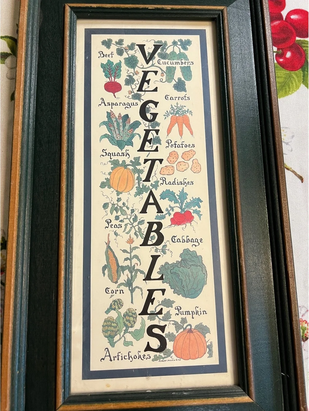 Vintage Framed Spices and Vegetables Botanical Prints Set of 2, 9x16.5 Inches